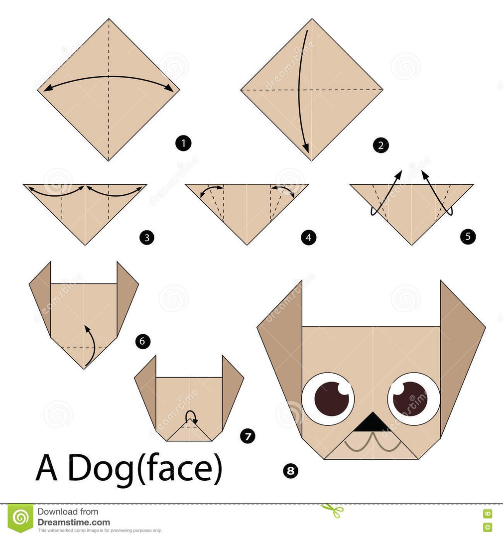 Оригами собака схема