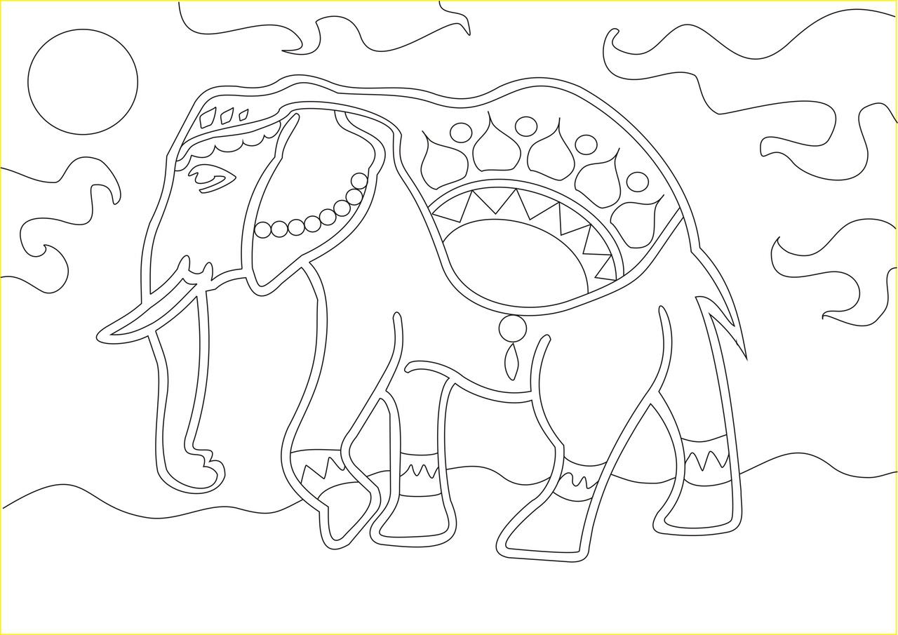 Трафарет слона для рисования